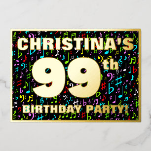 Invitation En Aluminium 99e fête d'anniversaire — Symboles de musique amus