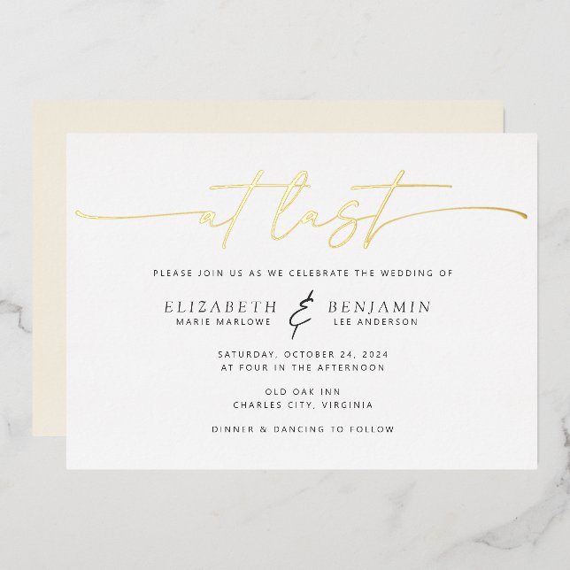 Invitation En Aluminium À Dernier Mariage horizontal (Recto/Verso)