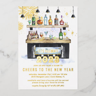 Invitation En Aluminium À la nouvelle année Fête de cocktails des Fêtes