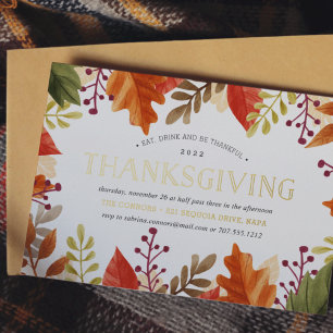 Invitation En Aluminium Abondance d'automne Dîner de Thanksgiving
