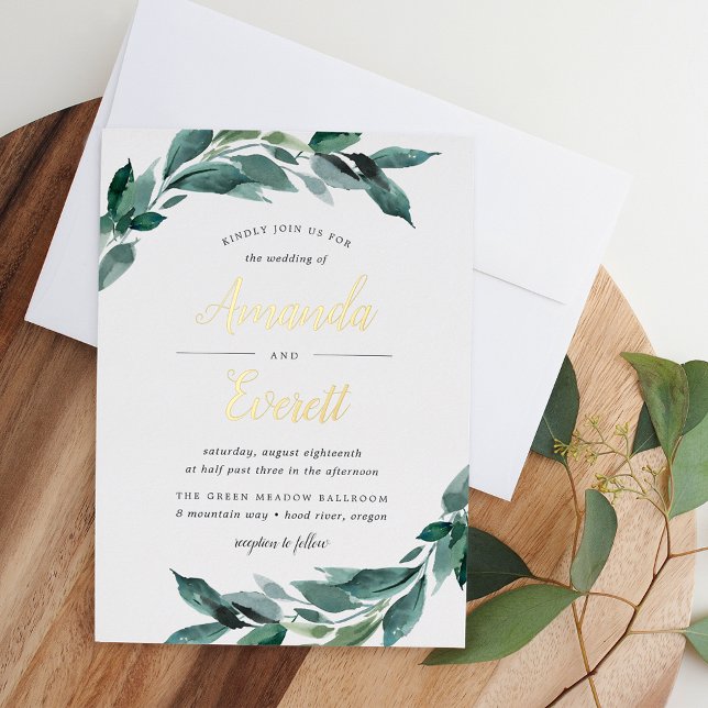 Invitation En Aluminium Abondant feuillage | Aquarelle Mariage de verdure (Créateur téléchargé)