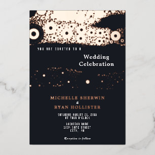 Invitation En Aluminium Abstrait Black Moody Motif Rose Gold Mariage 
