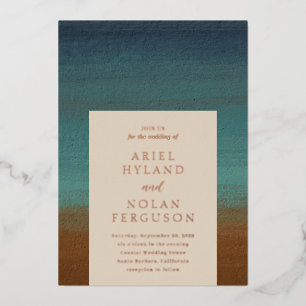 Invitation En Aluminium Abstrait Coastal Chic Mariage moderne