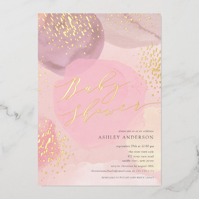 Invitation En Aluminium Abstrait Pastel Circles Baby shower à huile Foil I (Recto)