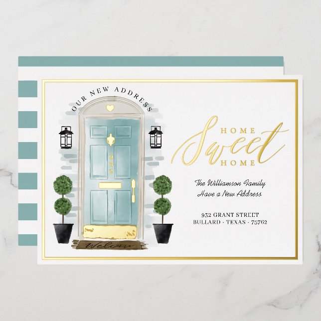 Invitation En Aluminium Accueil Sweet Home - Nous avons déplacé Turquoise  (Recto/Verso)