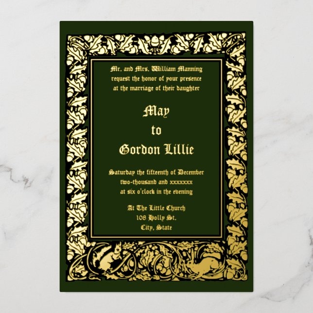 Invitation En Aluminium Acorns Rabbit & Squirrel Foliing Mariage frontalie (Recto)