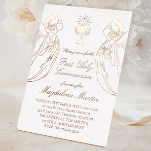 Invitation En Aluminium adorer les anges Première communion sainte