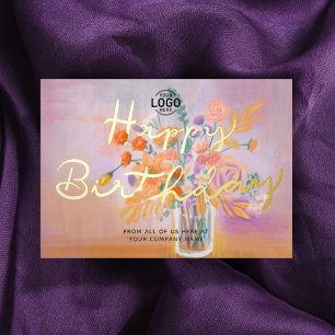 Invitation En Aluminium Ajouter Logo Bouquet floral coloré Business Annive