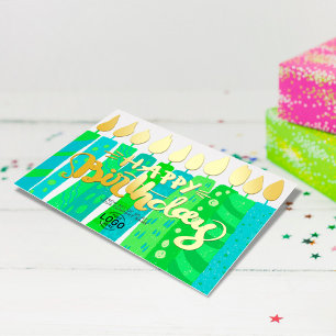 Invitation En Aluminium Ajouter Logo Fun Green Blue bougies Entreprise Ann
