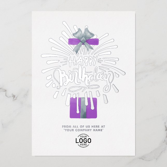 Invitation En Aluminium Ajouter Logo Purple Cadeau Feu d'artifice d'affair (Recto)