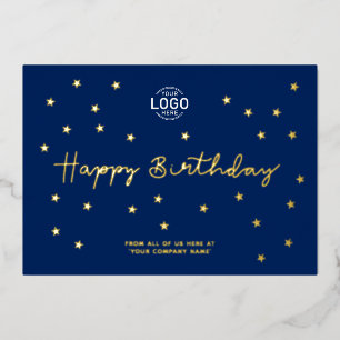 Invitation En Aluminium Ajouter un logo minimal étoiles dorées bleues bure