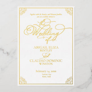 Invitation En Aluminium All-In-On Elegant Script Rome Italy Destination