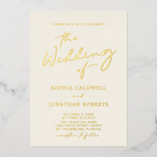 Invitation En Aluminium All in One Gold Calligraphy Mariage
