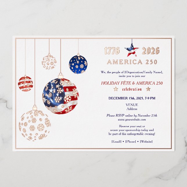 Invitation En Aluminium America 250 Fête Patriotique Anniversaire (Recto)