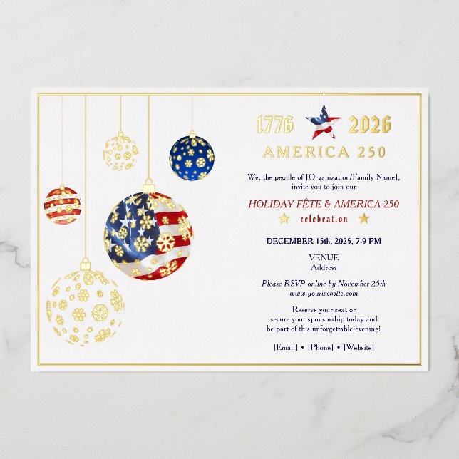 Invitation En Aluminium America 250 Fête Patriotique Anniversaire Rouge (Recto)