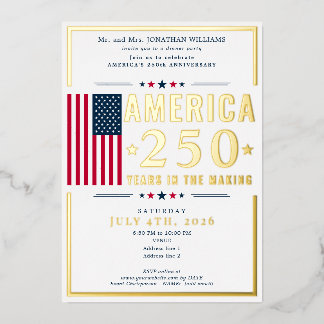 Invitation En Aluminium America 250 US Flag Patriotic July 4th Blue Formal
