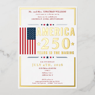 Invitation En Aluminium America 250 USA Flag Patriotic July 4th Red Formal