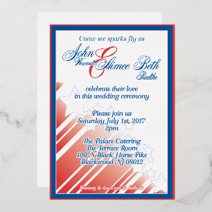 Invitation En Aluminium American Dream mariage rouge blanc et bleu mariage