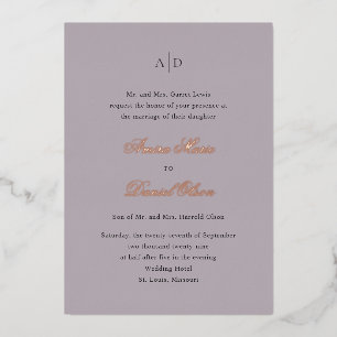 Invitation En Aluminium Amira Dusty Lilac Mariage élégant