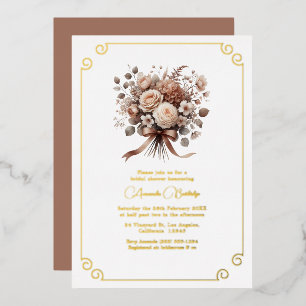 Invitation En Aluminium Amour en Fleur Mousse au Moka Fête de Mariage Flor