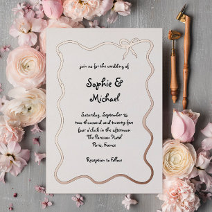 Invitation En Aluminium Amour   Illustration française de mariage à ruban 