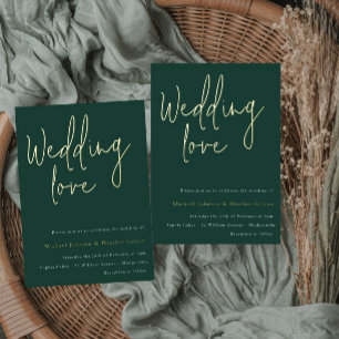 Invitation En Aluminium Amour mariage : Emerald Green Gold Designer Mariag