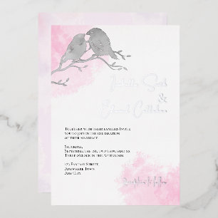 Invitation En Aluminium Amoureux gris à l'aquarelle chic lavis couleur ros