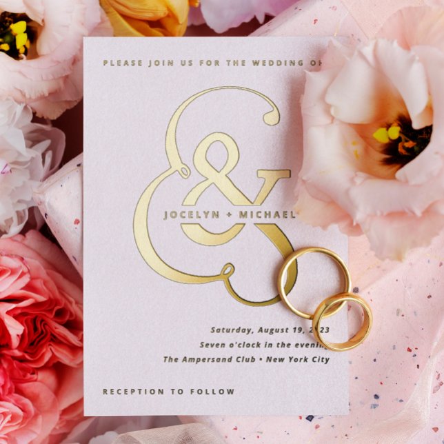 Invitation En Aluminium Ampersand lunaire | Mariage or et blanc (Créateur téléchargé)