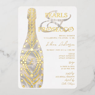Invitation En Aluminium Ampersand Pearls & Prosecco Fête des mariées Gold