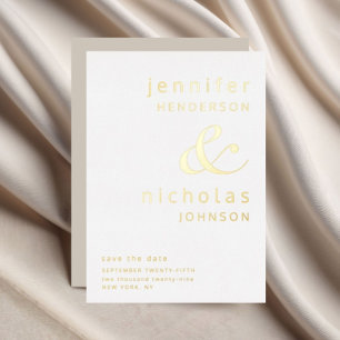 Invitation En Aluminium Ampersand Taupe Mariage Beige Enregistrer La Date