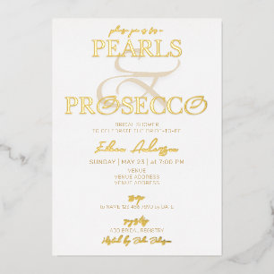 Invitation En Aluminium Ampersand White Pearls & Prosecco Fête des mariées