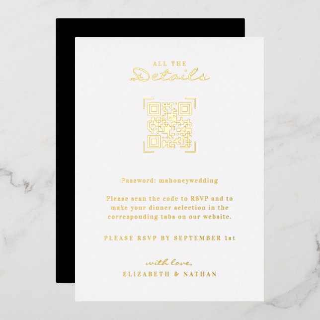 Invitation En Aluminium Analyse du code QR | Boîtier Détails mariage (Recto/Verso)