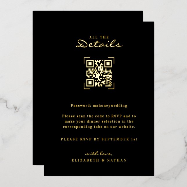 Invitation En Aluminium Analyse du code QR | Boîtier Détails mariage (Recto/Verso)