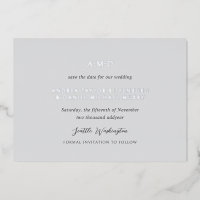 Andrea Grey Elegant Wedding Enregistrer la date