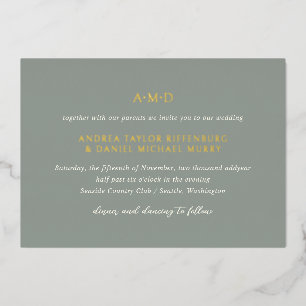 Invitation En Aluminium Andrea Sage Green Mariage élégant