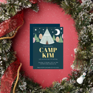 Invitation En Aluminium Année d'anniversaire de camping en bois