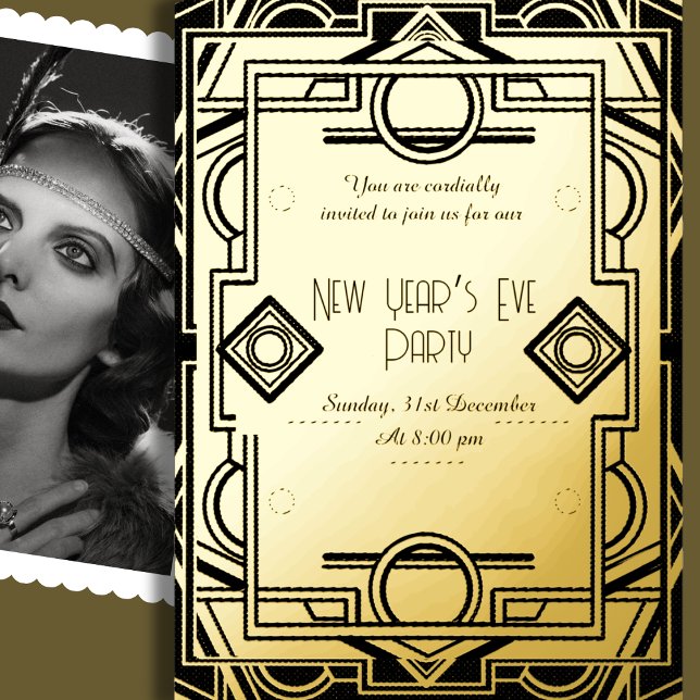 Invitation En Aluminium Années folles - Soirée du Nouvel An (Créateur téléchargé)