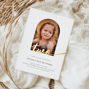 Invitation En Aluminium Anniversaire 2 ans Arche Minimaliste Moderne