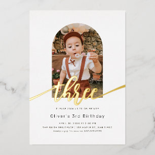 Invitation En Aluminium Anniversaire 3 ans Arche Minimaliste Moderne