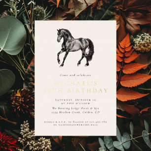 Invitation En Aluminium Anniversaire Adulte Équestre Cheval Élégant