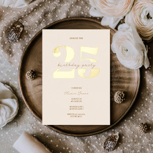 Invitation En Aluminium Anniversaire chic minimaliste 25 ans