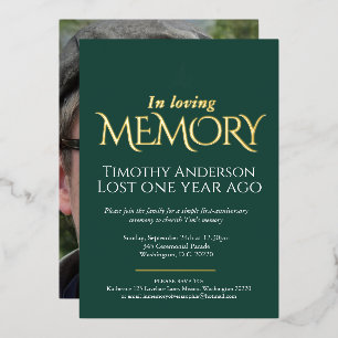 Invitation En Aluminium Anniversaire de la mort colombe blanche vert blanc