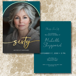 Invitation En Aluminium Anniversaire De Soixante Ans Arche Teal Minimalist