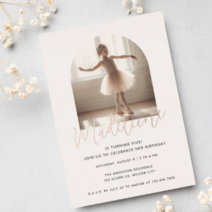 Invitation En Aluminium Anniversaire doré photo en arche pastel mignon fém