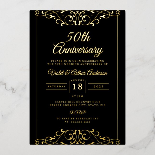 Invitation En Aluminium Anniversaire du 50e anniversaire du Mariage de Bla (Recto)