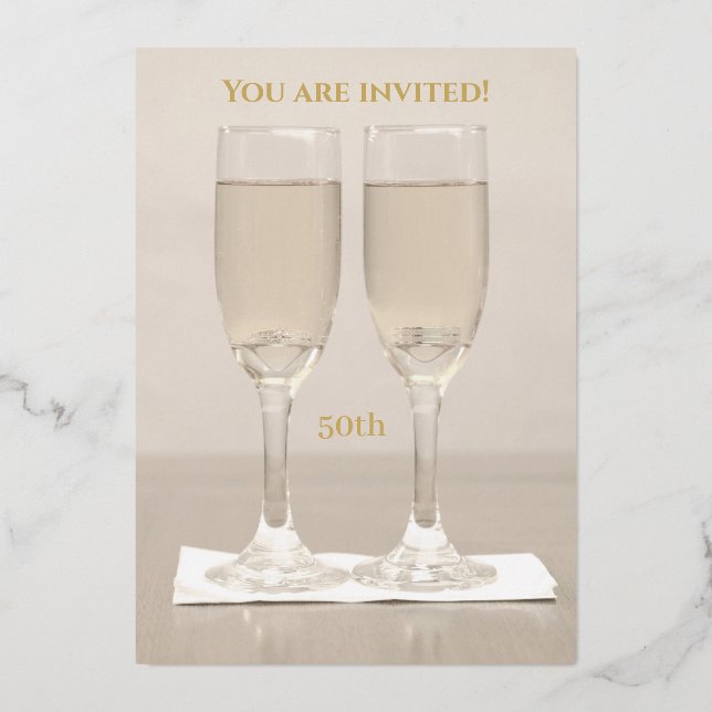 Invitation En Aluminium Anniversaire du 50e Mariage des Anneaux d'or blanc (Verso)