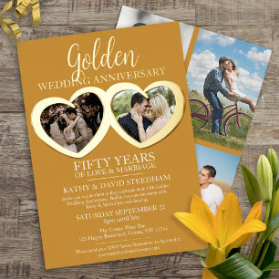 Invitation En Aluminium Anniversaire du mariage d'or 50ème fête 6 photos