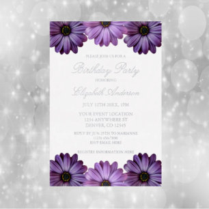 Invitation En Aluminium Anniversaire floral pourpre