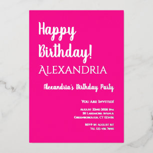 Invitation En Aluminium Anniversaire Hot Rose Joyeux Anniversaire Real Arg