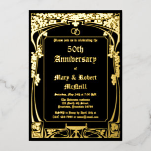 Invitation En Aluminium Anniversaire Mariage Art Nouveau élégant